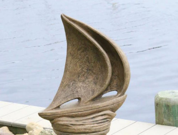 Sail Boat Sculpture Ship Statue Cement Contemporary Styling Design